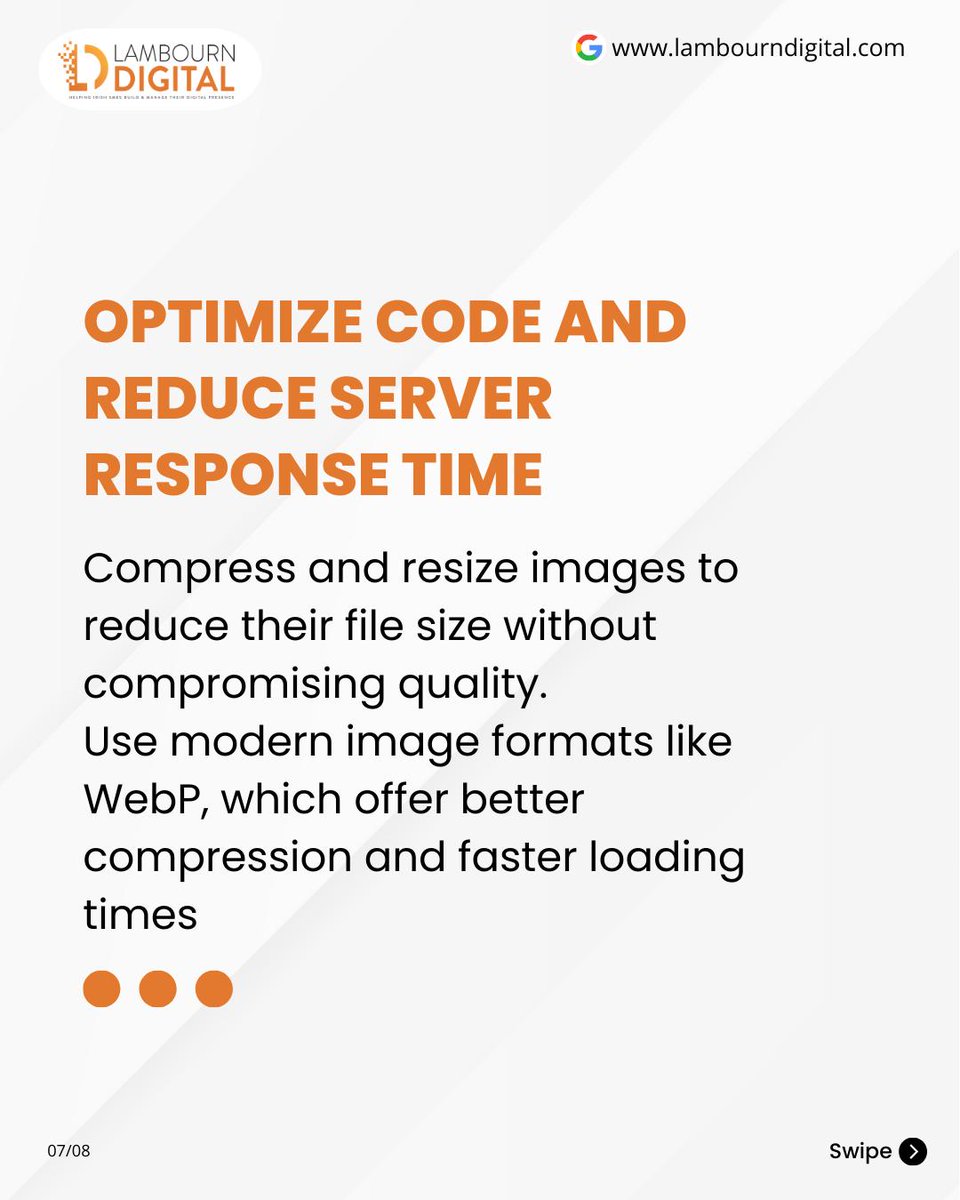 LambournDigital's tweet photo. 5. Optimize Code and Reduce Server Response Time:
Minify HTML, CSS, and JavaScript files to remove unnecessary characters, reducing file sizes. https://t.co/s1exuFpvrI