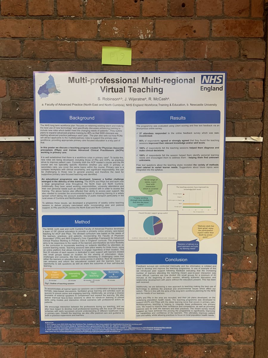 SamRobinson_GP's tweet photo. Great morning @sapcacuk North with @NewcastleMedSch colleagues. Great talks and city @ManchesterUniv! Our @MADEinHEENE posters are up showcasing the work we’re doing in the north east and north Cumbria. #ACP #PA #MedEd @UniofNewcastle @NHSHEE_NEY https://t.co/gnVCZ8EiC6