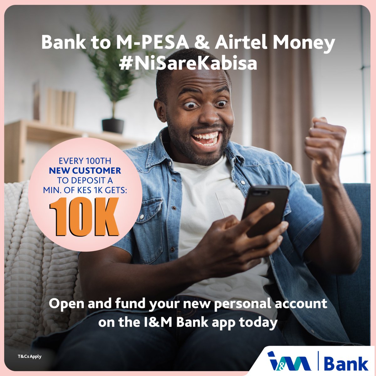 Opening an IM Personal account is always easier and faster. Today, Open the account on the IM Bank app and enjoy the Free transfer of money from the bank to mobile wallets. Free Bank to Mpesa. #NiSareKabisa
