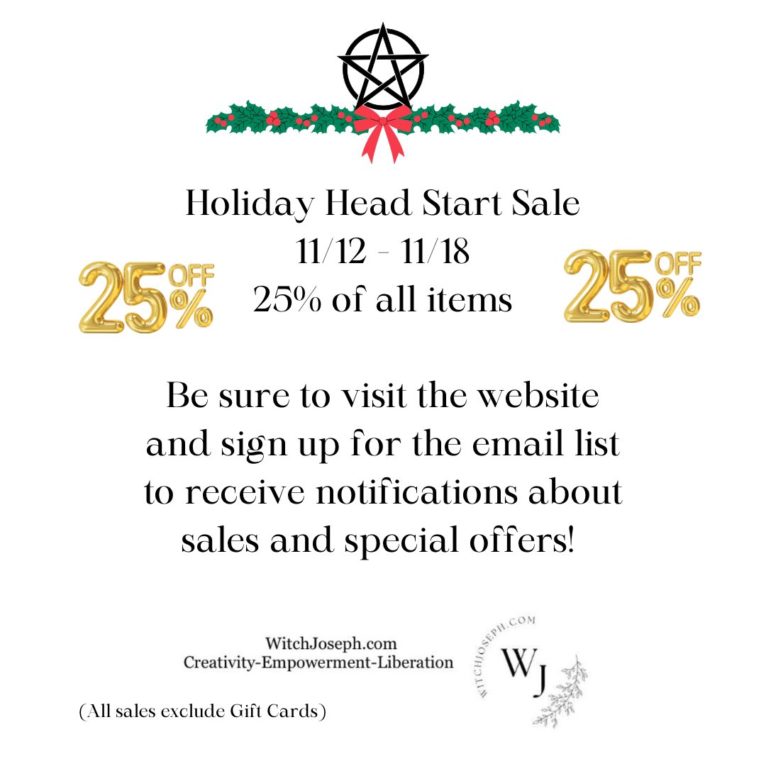 Don’t forget our Holiday Head Start sale is going on thru the 18th…25% off everything (except Gift Cards) xoxox
#wintersolstice #yule #xmas #festivaloflight #hannukah #christmas #perfectgift #homemadegift #handcraftedgift #handmadecard #witchjoseph #Diwali