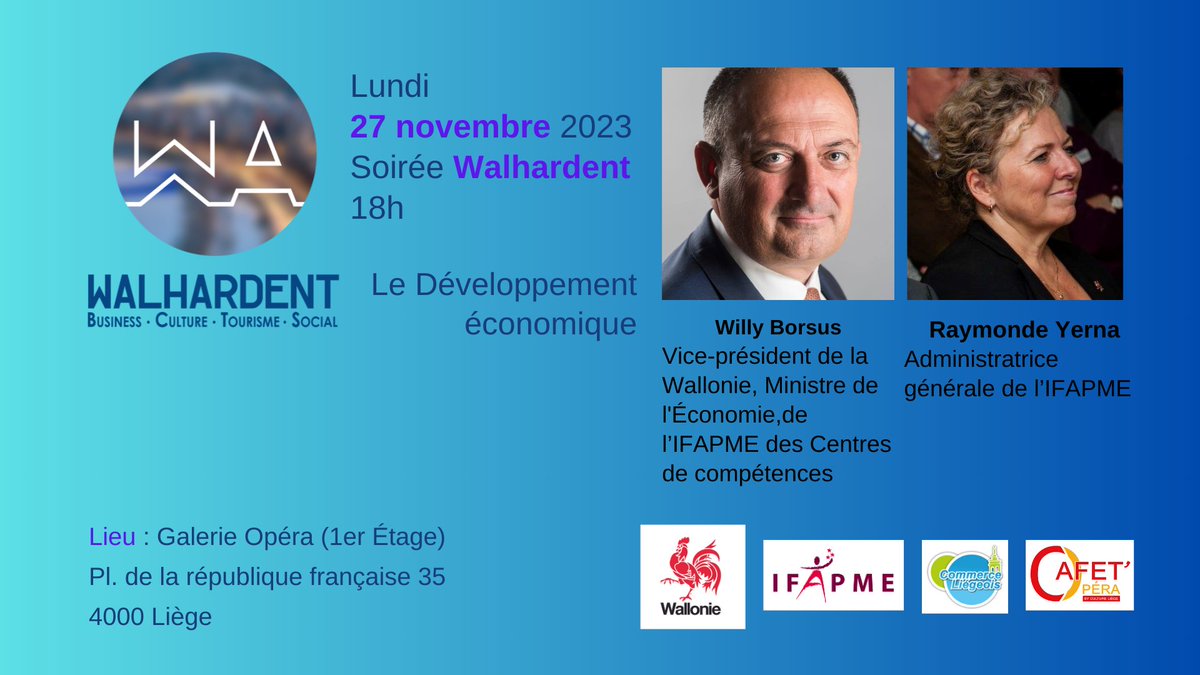 Entrepreneurs et commerçants liégeois : une soirée networking pour mieux connaître l'IFAPME et la formation ! 🚀 
Lundi 27 novembre 2023 de 18h à 22h30📆 
Galerie Opera à Liège📍
Participation gratuite mais inscription obligatoire via ce lien  → 
eventbrite.be/e/billets-soir…