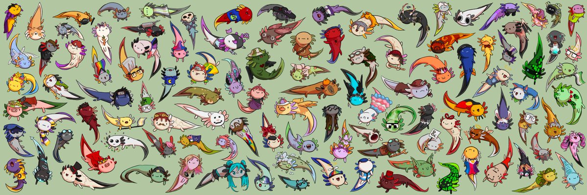 so many axolotls. i'm sane. see if you can spot your favs! featuring: - almost every qsmp character (so #qsmpfanart) - a ton of pride flags - some moots - bonus sillies & ccs!