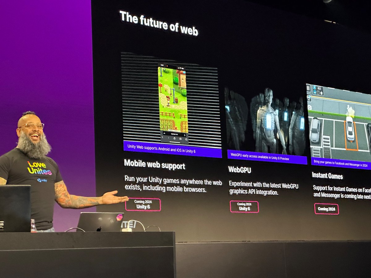 Excited to hear that not only is Unity supporting WebGPU, but mobile web next year too! 

#Unite2023