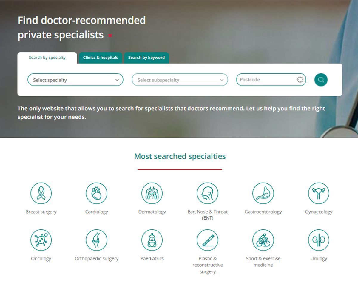 Our searchable database of #DrRecommended private healthcare specialists is free to use for all patients. If you need to find a suitable specialist visit myhealthspecialist.com to search and book your consultation