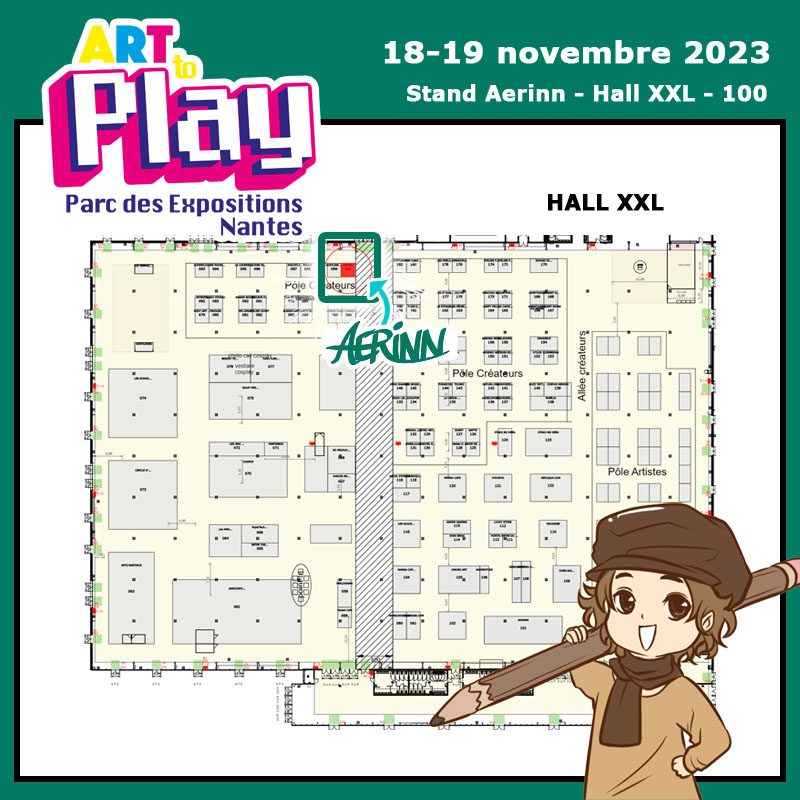 aerinn_'s tweet photo. Retrouvez-moi ce weekend du 18-19 novembre à Nantes à @ARTTOPLAYNANTES  sur mon stand "Aerinn", dans le hall XXL (zone des créateurs), stand n°100, contre le mur !
A très vite pour les personnes qui y seront ! 😊 https://t.co/MXVIEdB6Bl