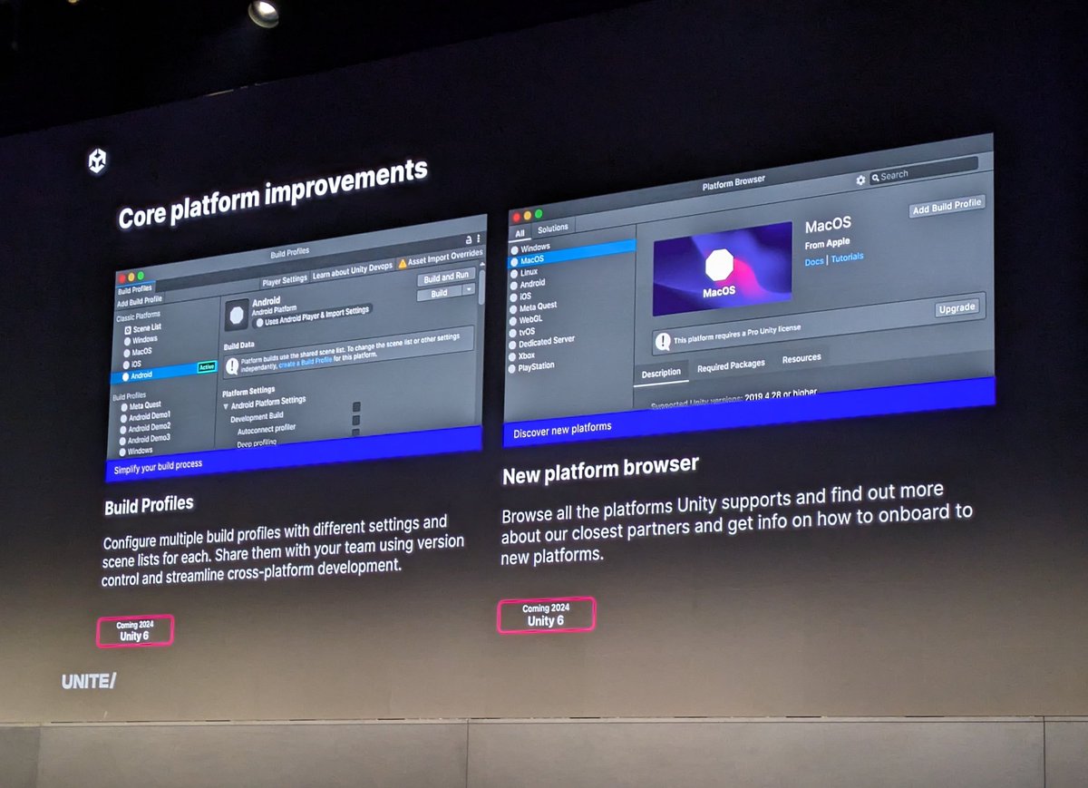 Having different build targets built into the editor is going to be so helpful. Even something as simple as building to PC and WebGL would make my life much easier 😂 #unite2023