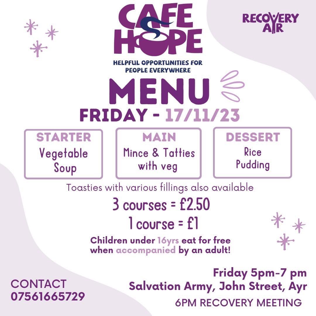 Cafe Hope Menu for Friday the 17th of November! 

<a href="/RecoveryAyr/">RecoveryAyr</a>