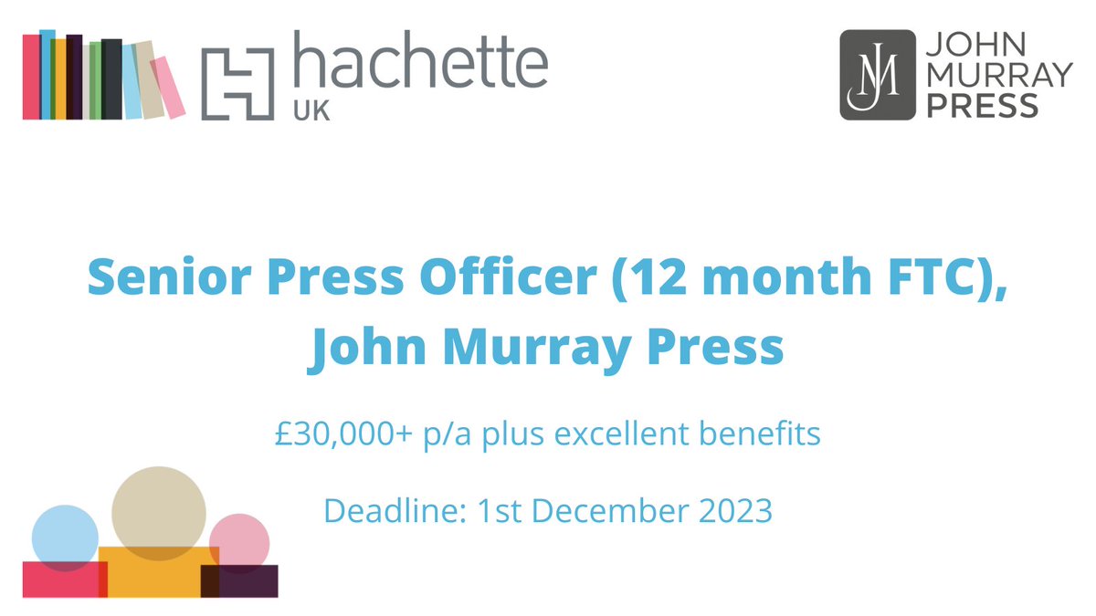 .@johnmurrays are looking for a Senior Press Officer to join their team on a fixed term contract! Apply here: rb.gy/u4qm7f