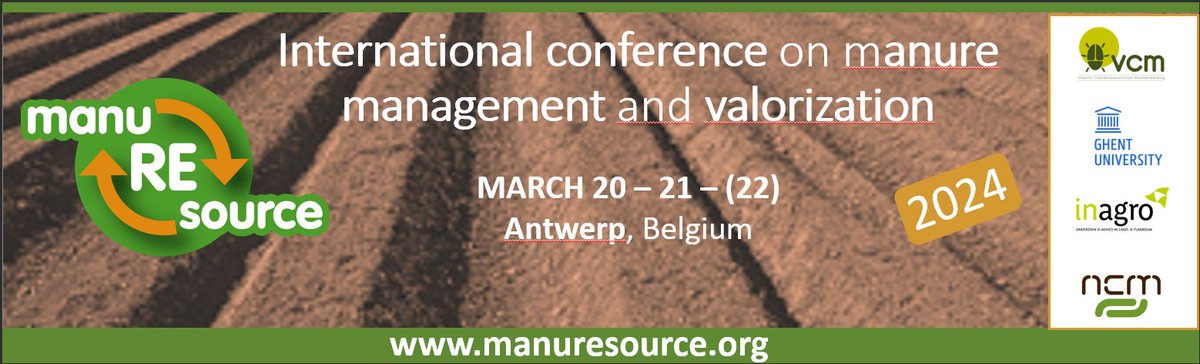 ManuREsource 2024 will be organized on 20 and 21 March in Antwerp (BE) at the Provinciehuis! On Friday 22 March 2024 a facultative field trip with exclusive site visits to local manure processing installations will be organized. Registrations are no open vcm-mestverwerking.be/en/manuresourc…