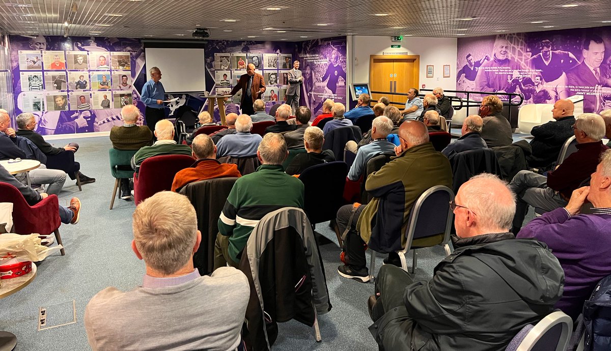 A packed house at today’s Hampden Club Memories meeting, with guest speaker Hugh MacDonald also receiving a special @FootballMemSco Cap for services to football. Thank you @Redblaes for joining us!