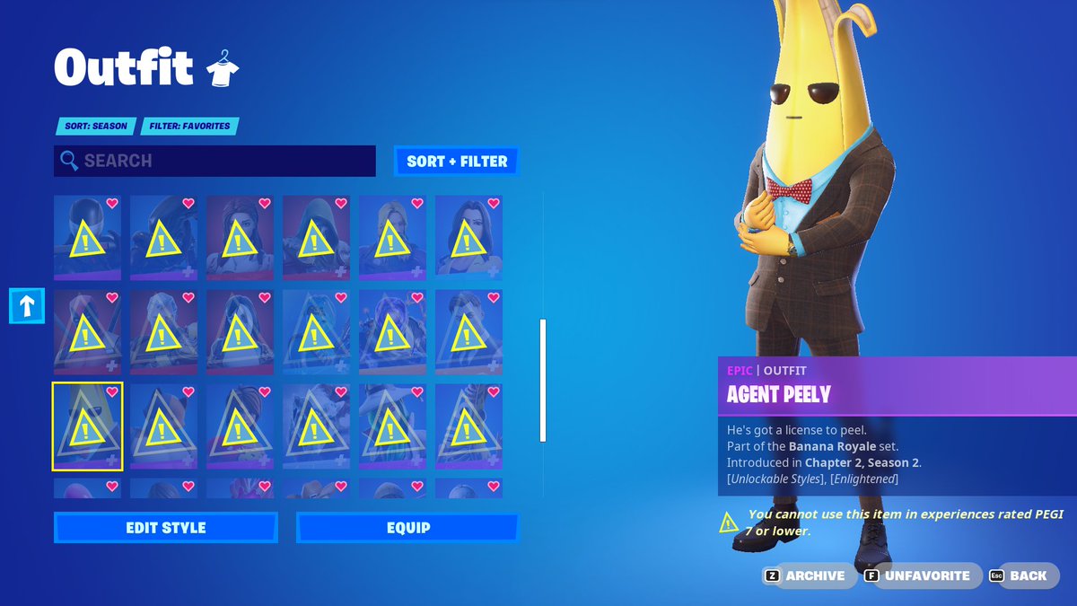 51 SKINÓW ZABLOKOWANYCH, COOL XD
NAWET PAN BANANEK :(
Dzięki Fortnite &lt;3