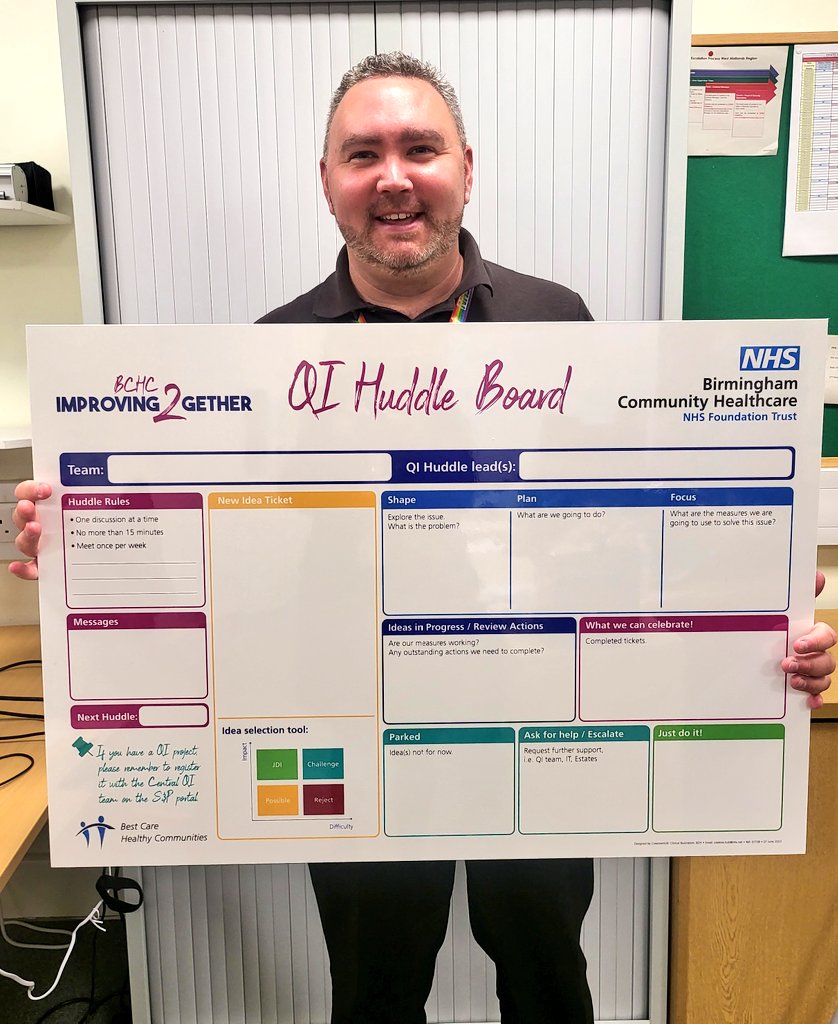 Really pleasant morning delivering a QI Huddle board and starter kit to the PPE team today at MHH   Can't wait to see all of your quality improvement ideas.  @MartynGoff4 @bhamcommunity @violah31 @Debrob701 #QIHuddles, #QualityImprovement