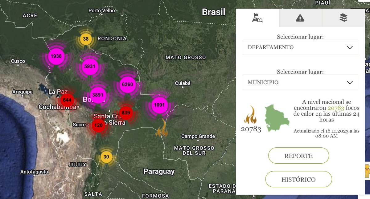 Más de 20.000 incendios en Bolivia solo en las últimas 24 horas.