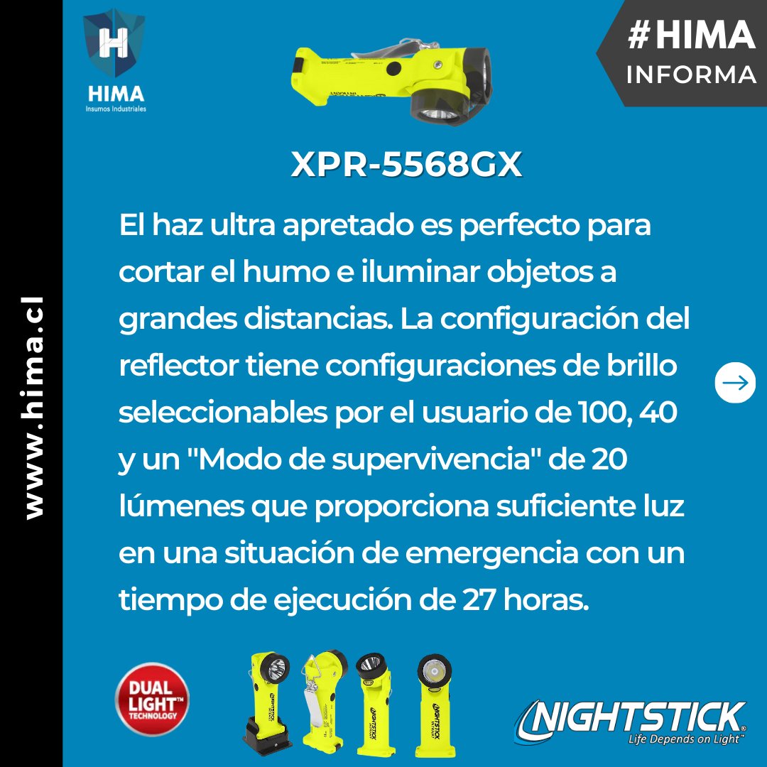 #HimaInforma sobre su Luz Angular de mano @Nightstick  XPR-5568GX
La luz de ángulo recargable intrínsecamente segura INTRANT® es una linterna, un proyector y una luz de ángulo Dual-Light™ con certificación cULus, ATEX Zona 0, IECEx e INMETRO como intrínsecamente segura.