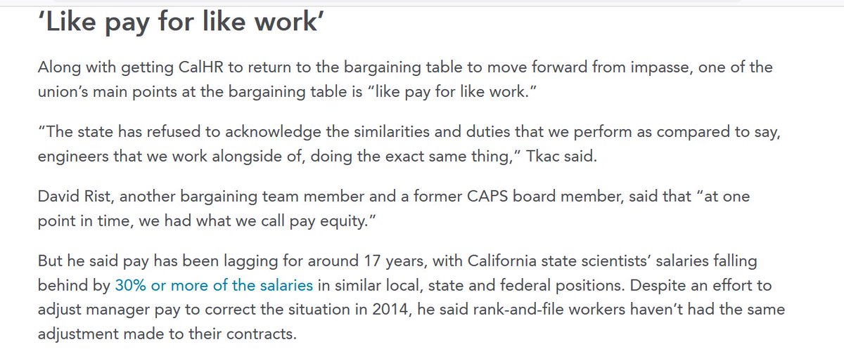 AnneWHilborn's tweet photo. Excerpt from Capradio article on what sort of pay equity CA state scientists (@capsscientists) are fighting for with our strike
#ScientistsStrikeBack 
https://t.co/eJzHErUWWa https://t.co/enxRVaraWH
