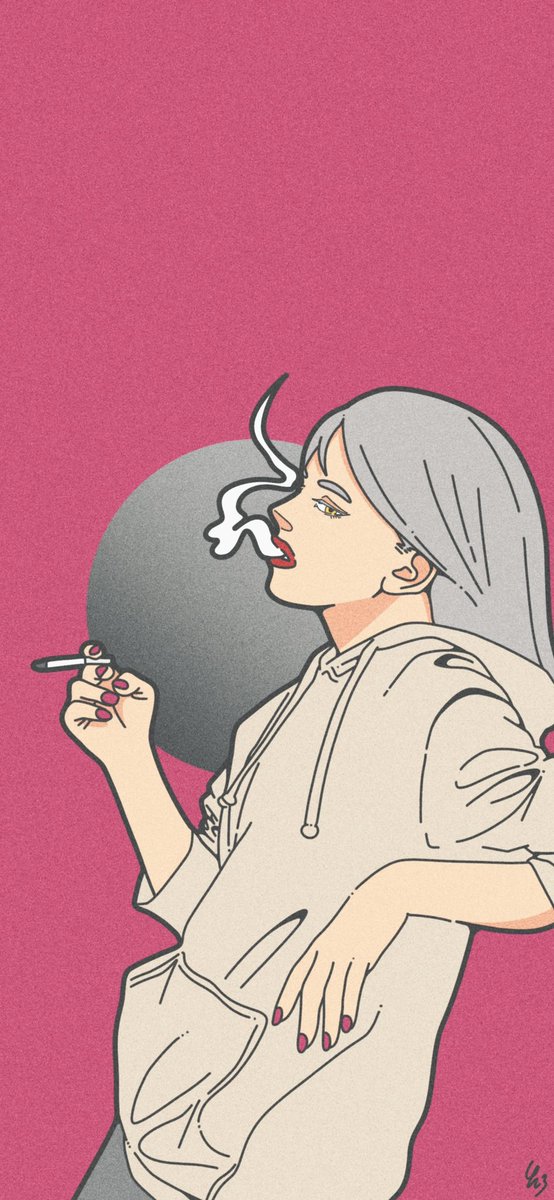 「煙草を吸ってる女の子をよく描いてます #私の作品もっと沢山の人に広がれ祭り 」|423(シブサン)のイラスト