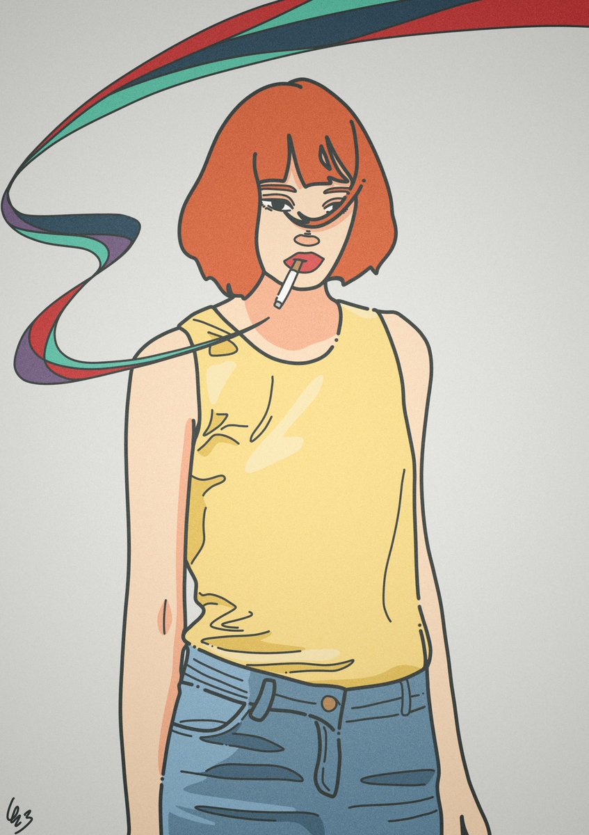 「煙草を吸ってる女の子をよく描いてます #私の作品もっと沢山の人に広がれ祭り 」|423(シブサン)のイラスト