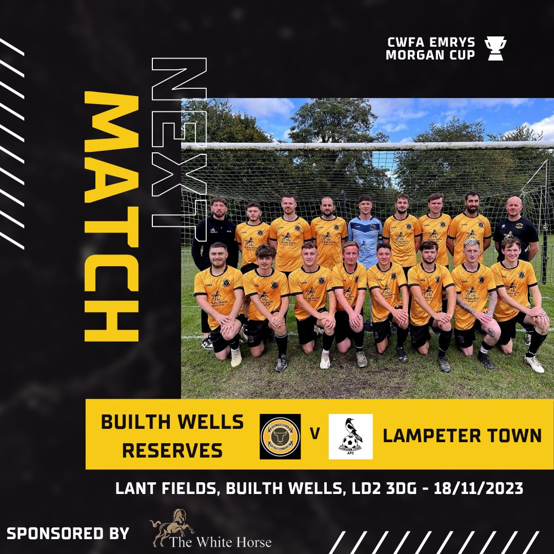 The Reserves are back in action this weekend for the first time since September as they face @lampeterafc at home in the CWFA Emrys Morgan Cup.

📅 Saturday 18th November
⏰ 2pm Kick off
🚗 Lant Fields, LD2 3DG

🐂🟠⚫️