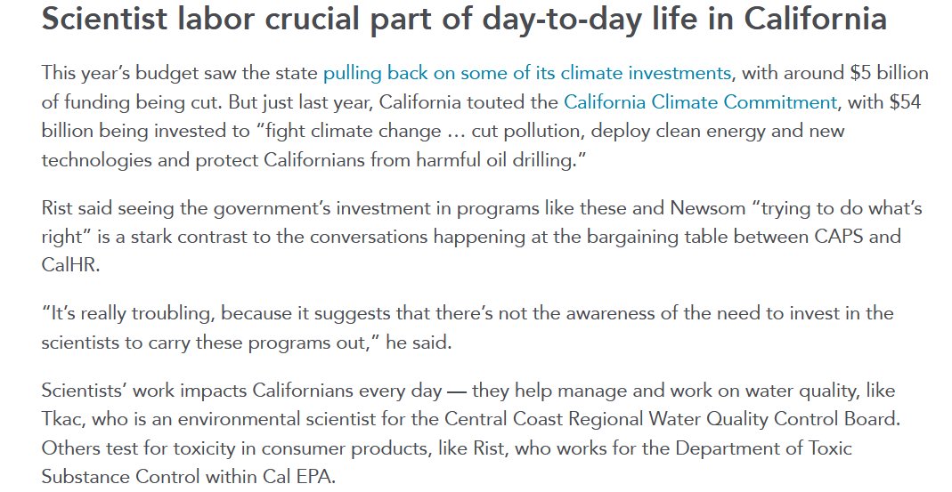 @capsscientists Excerpt on why state scientists are important to California from the Capradio article.
It is hard to implement vital climate commitments if your scientists are underpaid and demoralized
#ScientistsStrikeBack
@capsscientists 
capradio.org/articles/2023/…