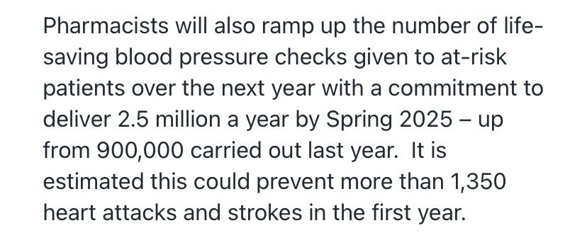Shahed__Ahmad's tweet photo. Great to see #Pharmacy First and the expansion of Community Pharmacy Blood Pressure Check Scheme. By Spring 2025, 2.5 million checks per year will be delivered. This will prevent heart attacks &amp; strokes, save lives, reduce health inequalities &amp; reduce disability. #ZeroCVD https://t.co/5fT970zavT