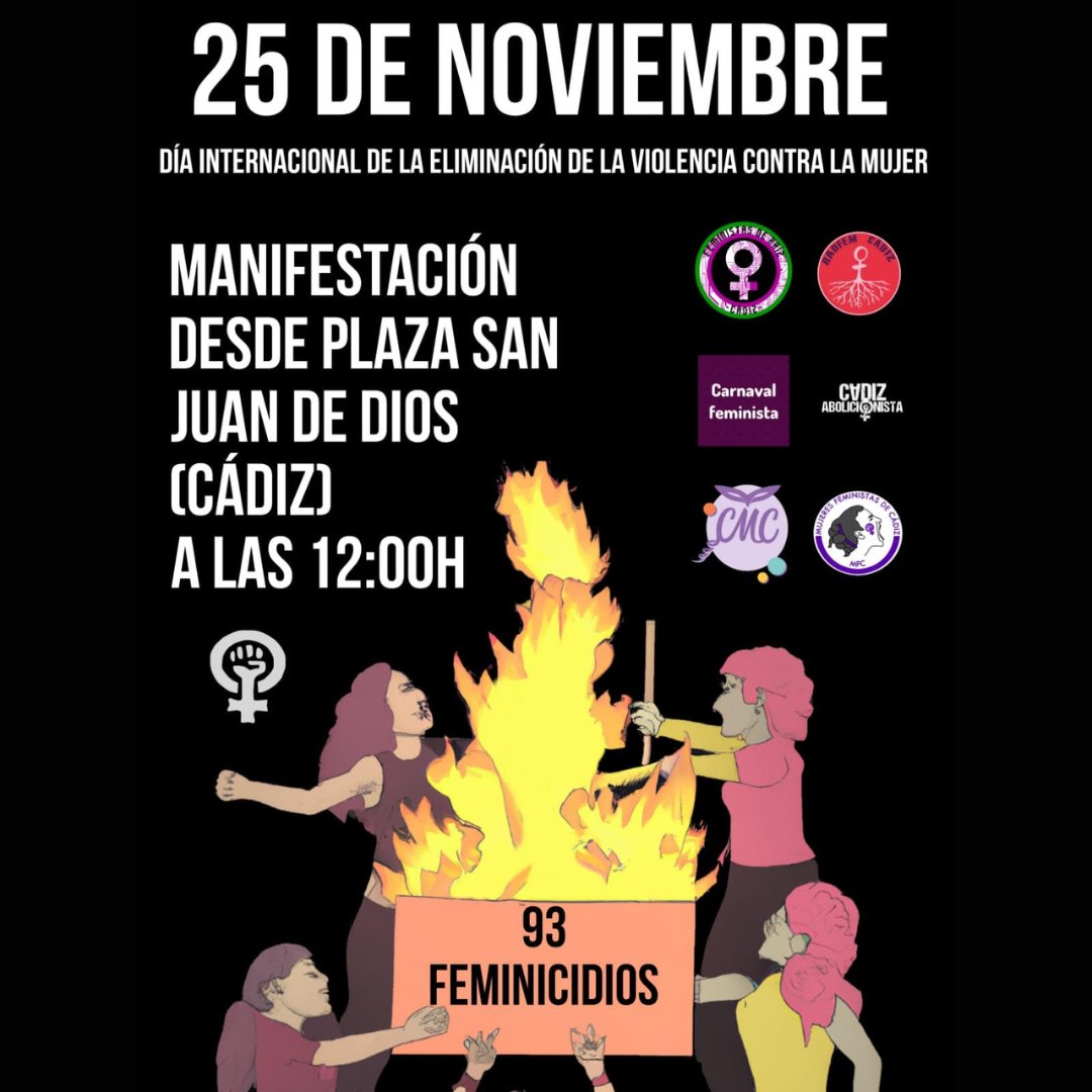 El 25N, Día Internacional de la eliminación de la violencia contra la mujer, nos manifestaremos para exigir la erradicación de la violencia contra nosotras, las mujeres y niñas.
12:00 en la Plaza de San Juan de Dios. #yabastadeviolenciamachista