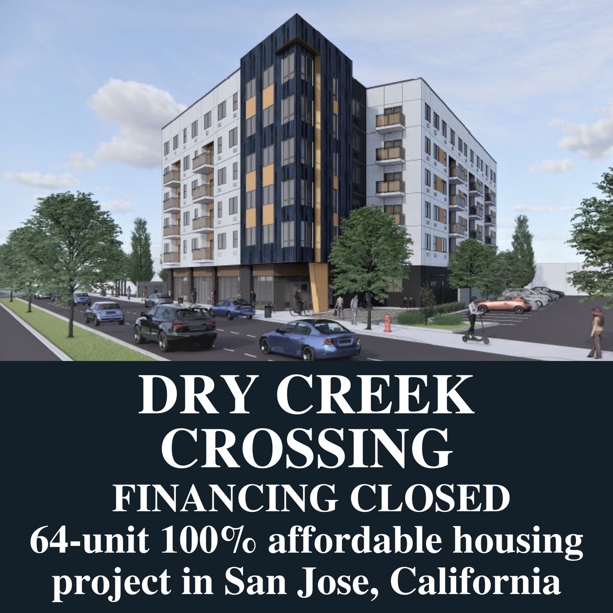 AffordableCrp's tweet photo. CRP Affordable Housing and Community Development is excited to announce that we have closed on financing for Dry Creek Crossing, a 64-unit affordable housing development located at 2388 South Bascom Avenue in San Jose, CA 
 
#affordablehousing #housing #castellan #crpaffordable https://t.co/7r7iCYotLk