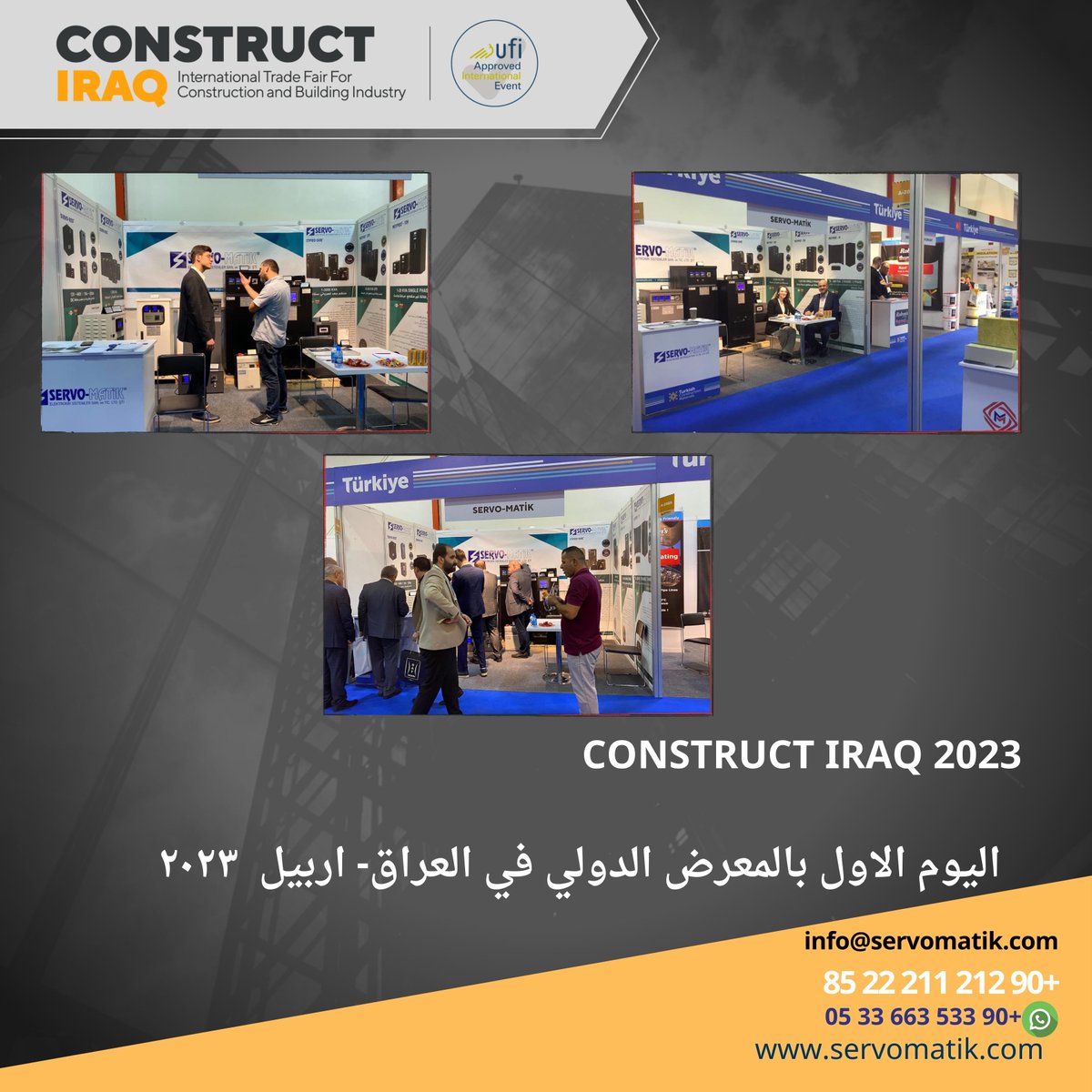 servomatik's tweet image. IRAK’TA DÜZENLENEN EN BÜYÜK İNŞAAT ENDÜSTRİSİ FUARI

Construct Iraq 2023 fuar katılımımızın ilk günü

The first day in the CONSTRUCT IRAQ FAIR 2023 .

*CONSTRUCT IRAQ 2023*

اليوم الاول بالمعرض الدولي في العراق- اربيل ٢٠٢٣

#construction #Servomatik