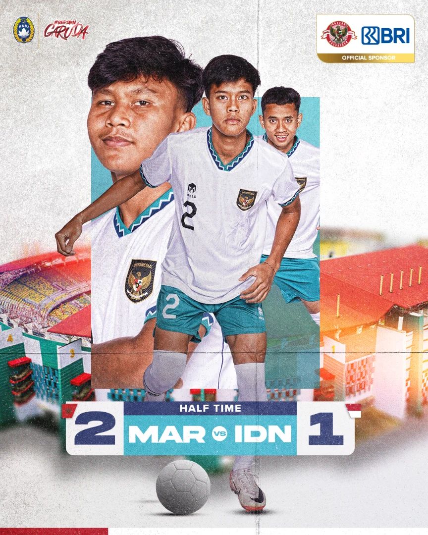 HALF TIME:

Maroko 2-1 Indonesia

Ayo, Balas di babak kedua...!!

#TimnasDay #BersamaGaruda #GarudaMendunia #PialaDuniaU17 #WorldCupU17 #InspiringStars