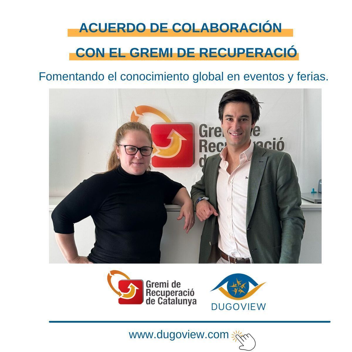 Dugoview's tweet photo. 🌍🤝 ¡Gran noticia! @dugoview se asocia con el @gremirecupera para ofrecer acceso global a eventos y ferias, enriqueciendo sus servicios con información clave.  Más detalles: 

https://t.co/52ww6QIdVC 

 #AcuerdoDeColaboración #Innovación https://t.co/1aWsR6Vec2