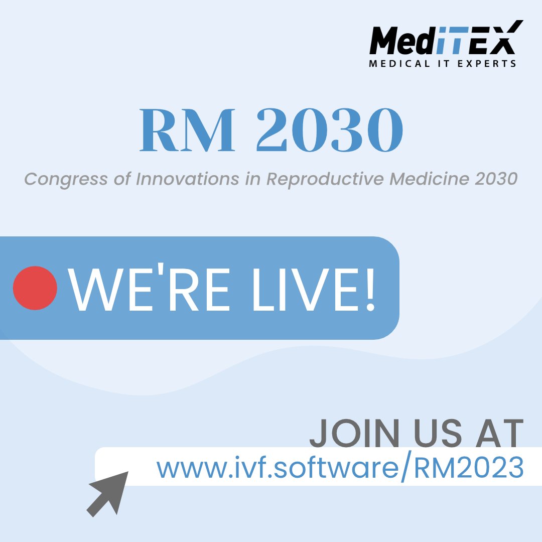 meditex_de's tweet image. 🔴 We&apos;re live!

Join us right now at ivf.software/RM2030  and find out everything about the number one fertility software worldwide MedITEX IVF. Learn how #MedITEX #IVF can improve your clinic&apos;s success today! 💡

#ivfsoftware #MedITEXIVF #ivfcongress #fertility