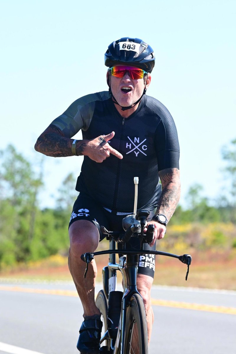 jjcromag's tweet photo. 70 miles into the windy 112 of Ironman Florida 2 weeks ago after a 2.4 mile swim in choppy ocean water. Smiled through the pain. Still had to run 26.2 miles. Got it done in honor of my brother Frank who passed away. Set Hardcore goals and smash them. #thePMAeffect https://t.co/c5GkBrFmI7