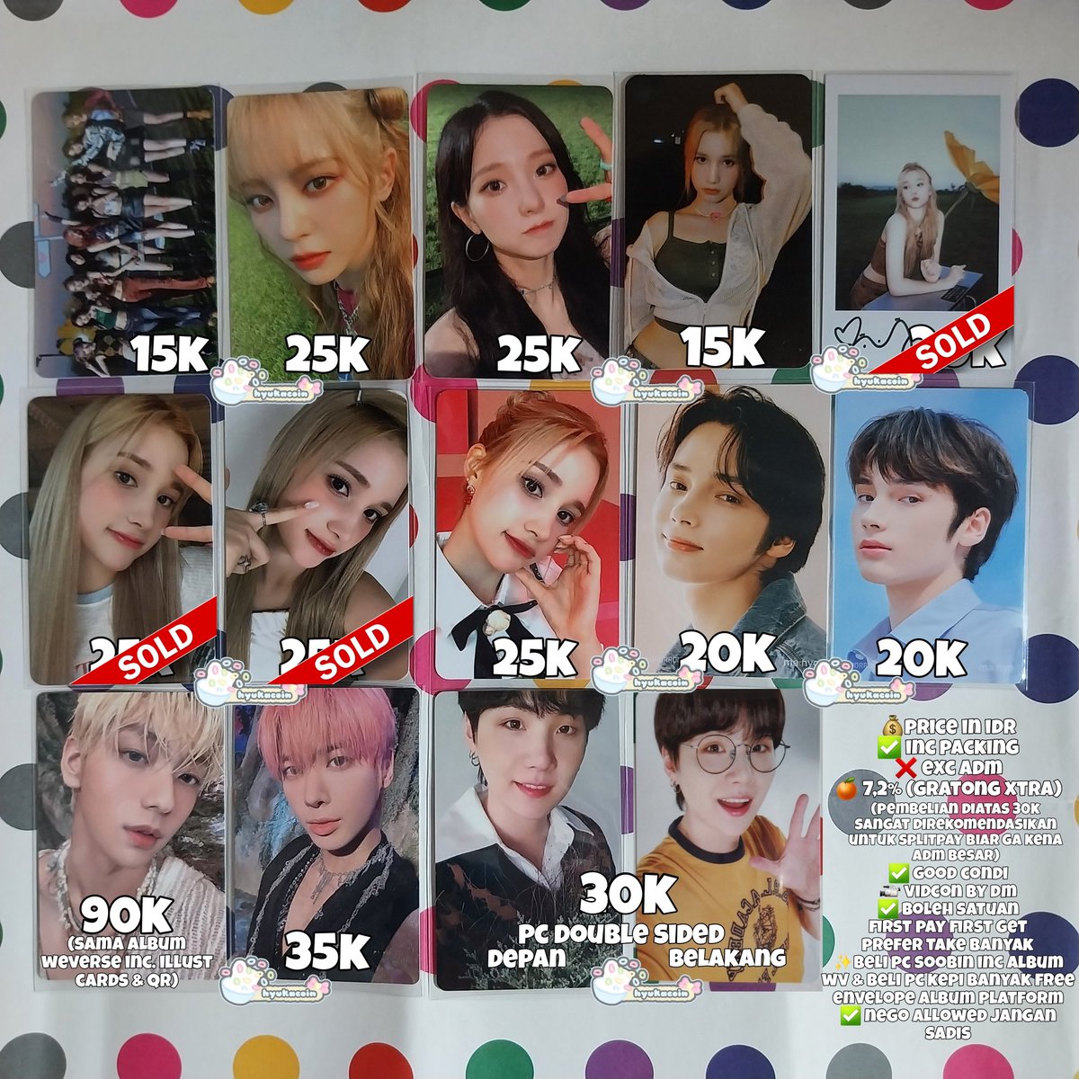 [ HELP RT, TYSM]

WTS LFB INA 🇮🇩
☆ detail di foto
☆ price inc pack, exc adm 🍊 7,2%
☆ condi by dm
☆ dom malang, jatim

T. TXT soobin taehyun hueningkai hyuka tnct wv weverse manyo; kep1er magic hour bahiyyih hiyyih yujin mashiro grup pola; BTS festa suga nobita