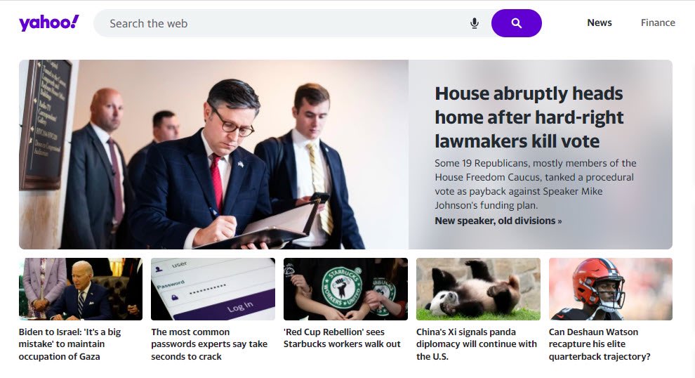 rickswift's tweet photo. There was an insurrection at the DNC HQ last night, and this is what is on the @YahooNews “front page” this morning. #Treason #Insurrection #DNCHQ 

Really? https://t.co/utAABKWfPm