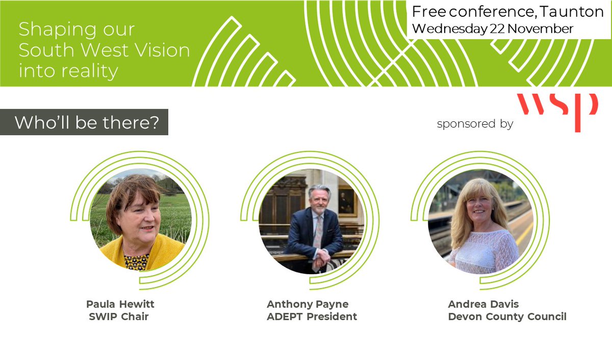 SWIPartnership's tweet photo. 📅 Last chance to register for our first all-day conference - it's free to attend!

The event, sponsored by WSP, brings together regional infrastructure professionals and stakeholders to build on the findings of the South West Vision 2050 report.

https://t.co/FHG5mYDlBg https://t.co/BZ3GzwJHsh