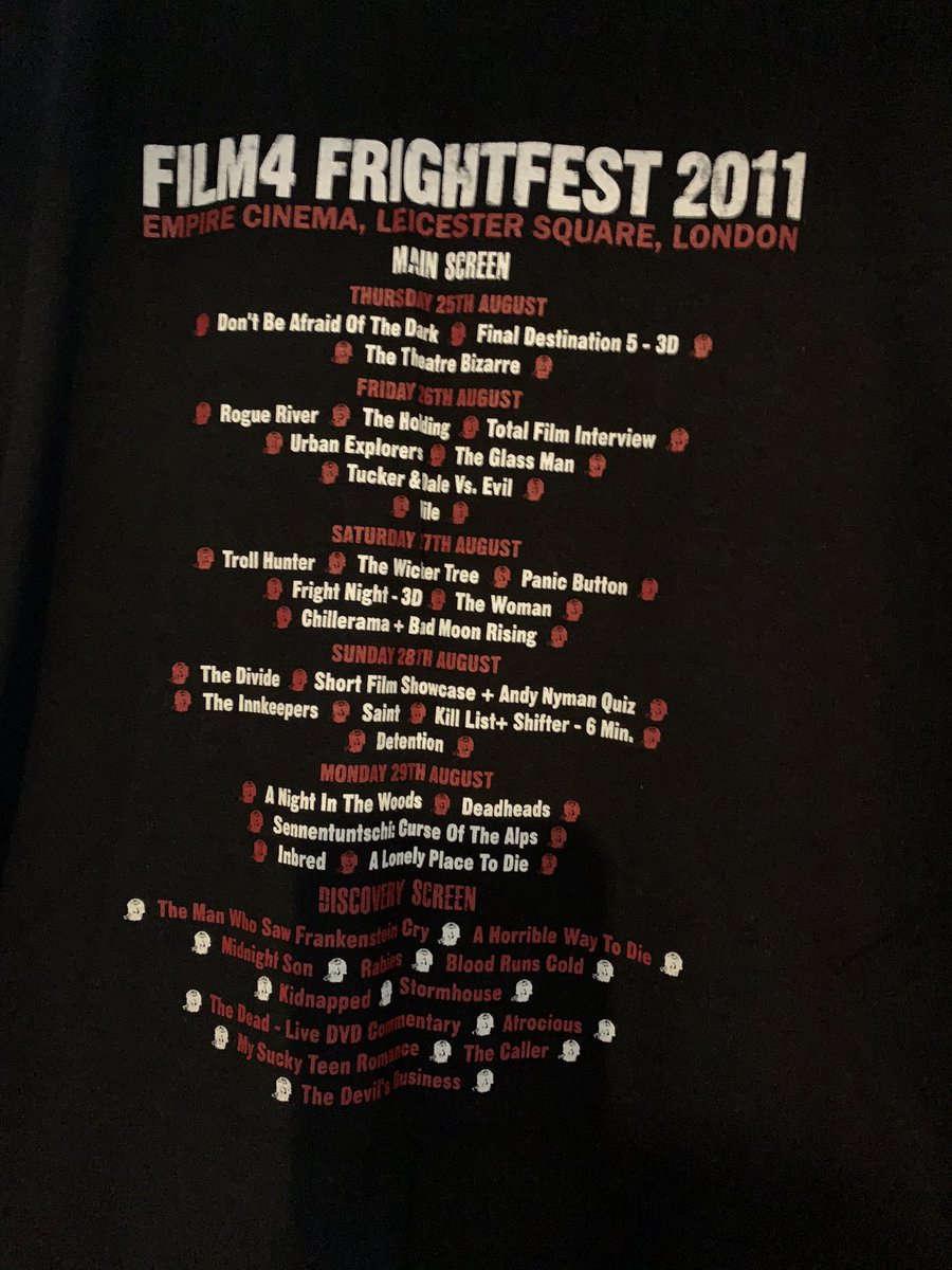 Still got a T-Shirt from my first @FrightFest back in 2011. #FrightFestMemories