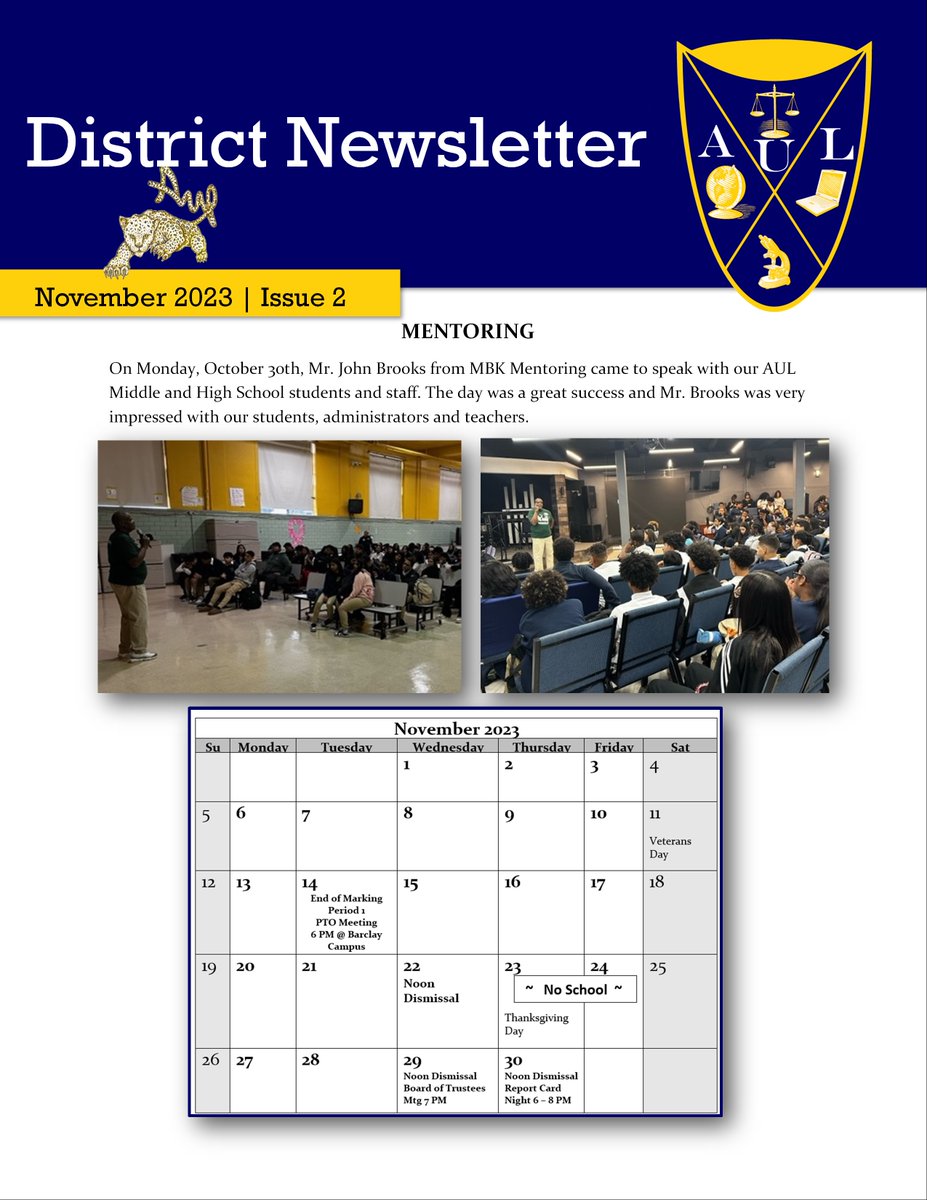 AULCharter's tweet photo. District Newsletter | November Vol. #2 https://t.co/qJc5ekOoYx