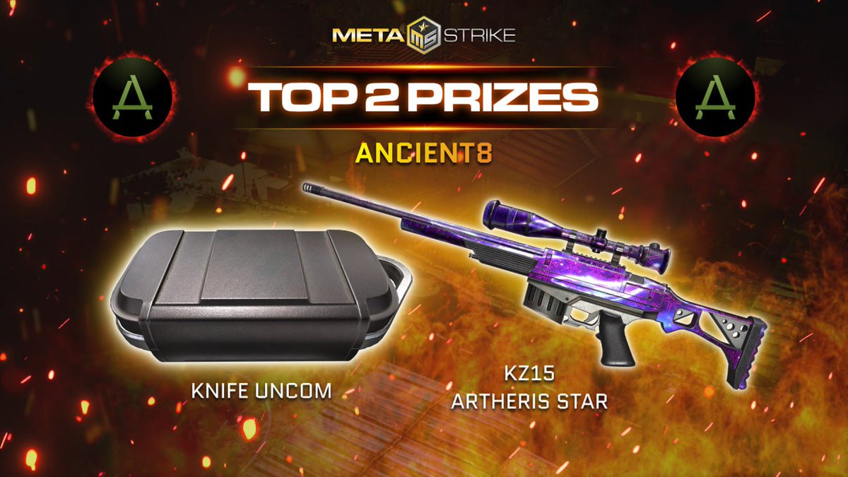 Metastrike on X: 🔥#METASTRIKETOURNAMENT: Prize Reveal! 🏆 🥈Top 2  Exclusive NFTs 🌟5 KZ15 Artheris Star 🌟1 Knife Uncom Keep an eye out for  updating other NFT Prizes! 🎮 #MTS #NFT  / X