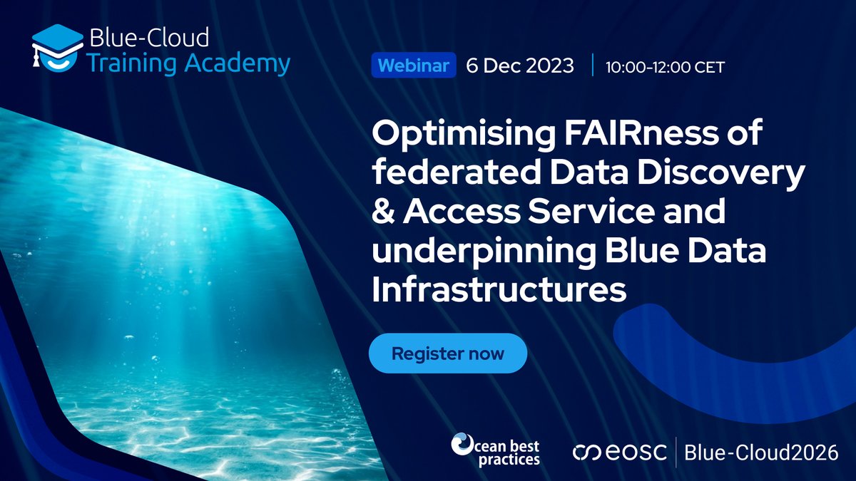BlueCloudEU's tweet photo. In 2 weeks! Join the New Training Academy webinar (organised w/@OceanPractices) & learn w/ @Ifremer_fr @EuroArgoERIC @EMSOeu @SeaDataNet @Marismedia_bv how our #FederatedData #dataDiscovery Access Service helps #datainfrastructures in optimising #Fairdata
https://t.co/YCnJciRQJP https://t.co/AuCj75QYB1