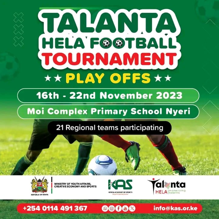 Aliciamimo3's tweet photo. Are you ready!!
Talanta Hela Football tournament play offs will be launched officially tomorrow at 10am by CS @AbabuNamwamba at Moi Complex Pri Nyeri.
#TalantaHelaTrophy
#InterCountyPlayoffs https://t.co/UueUFrLd29