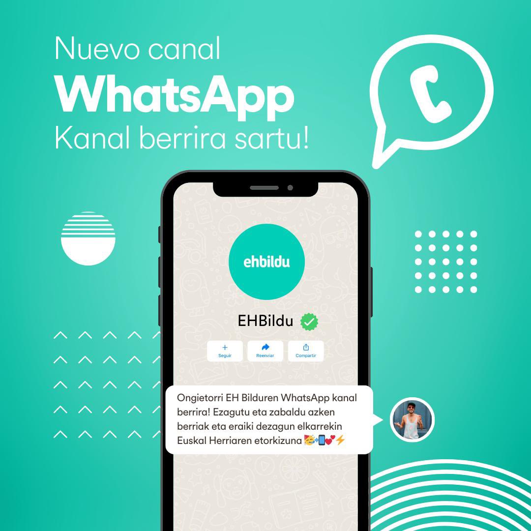 📲✊ WhatsApp kanal berria dugu. Batu zaitez eta segi dezagun ezkertiar eta independentiston komunitatea handitzen.

Pues sí... ¡Por fin! ¡Únete al canal de WhatsApp de EH Bildu y sigamos construyendo comunidad!

whatsapp.com/channel/0029Va…