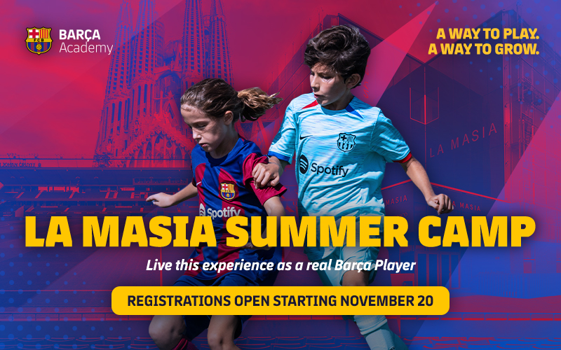 Dilluns ja podràs resevar la teva plaça per La Masia Summer Camp 24. No t'ho perdis No te olvides de reservar tu plaza el lunes Book your sport next Monday. Don't misss it 👉 barcaacademy.fcbarcelona.com/en/camps/barce… 👉 barcaacademy.fcbarcelona.es/es/camps/barce… 👉 barcaescola.fcbarcelona.cat/ca/camps/barce… 🔵🔴#ForçaBarça