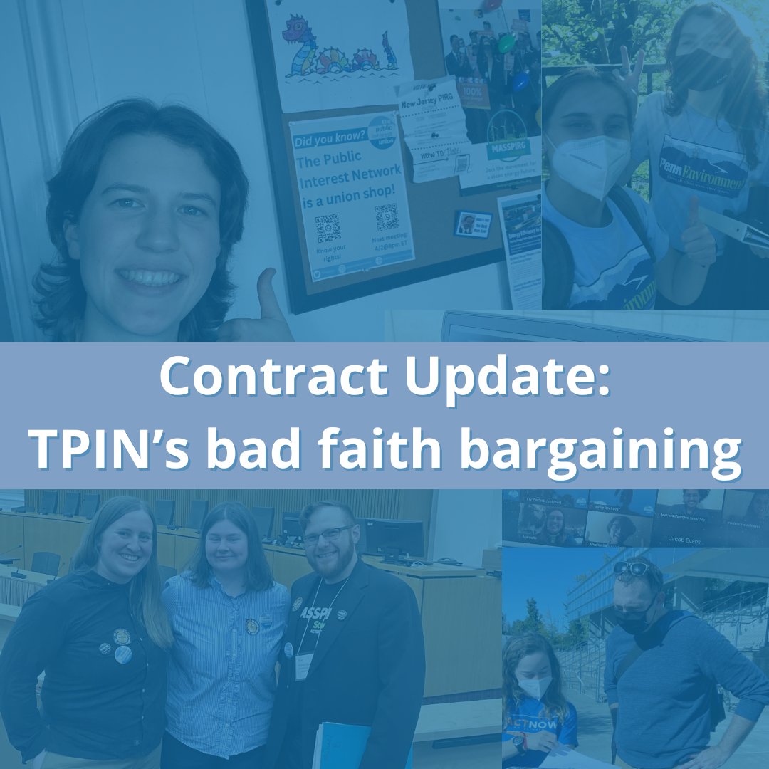 On Tuesday November 7 2023, The Public Interest Union filed an Unfair Labor Practice charge with the National Labor Relations Board over The Public Interest Network management’s failure to meet their legal obligation to bargain in good faith toward a contract.