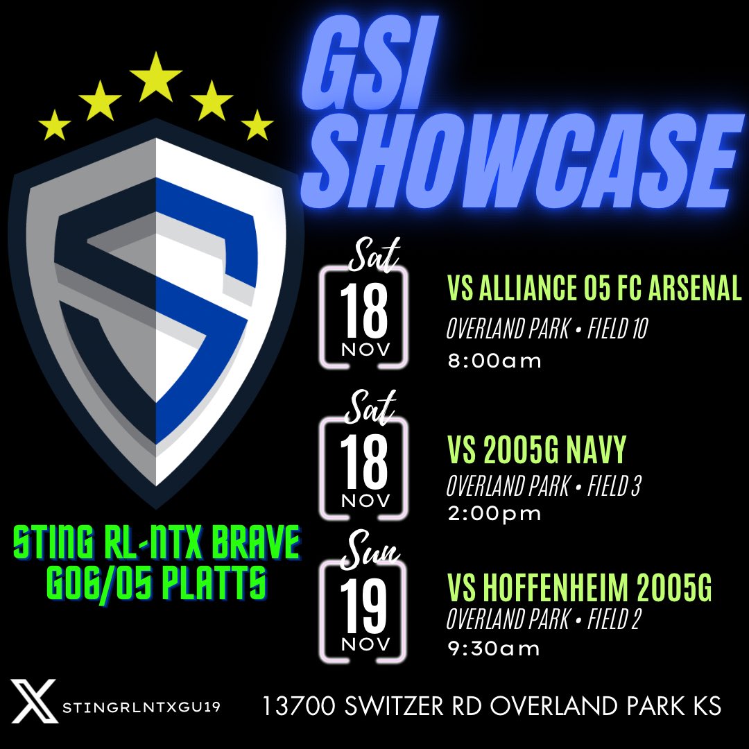 Sting ECRL-NTX Brave G06/05 (@stingrlntxgu19) on Twitter photo 1️⃣ more sleep until we head to KS to showcase what NTX brings ⚽️🔥<a href="/UNK_Soccer/">UNK Women's Soccer</a> @SBU_WSoccer <a href="/opsu_s/">OPSU Women’s Soccer</a> <a href="/NewmanJetsWSOC/">Newman Women's Soccer</a> <a href="/NWUWSoccer/">NWU Women’s Soccer</a> <a href="/Harding_WSoc/">HU Women's Soccer</a> <a href="/drurywsoc/">Drury Women’s Soccer</a> <a href="/CSPBearsSOC/">CSP Soccer</a> <a href="/MssuSoccer/">MOSO Soccer</a> <a href="/ESU_WoSoccer/">ESU Women's Soccer</a> <a href="/womenssoccerGSU/">Grambling State Soccer</a> <a href="/UFWSoccer/">UF Women's Soccer</a> <a href="/BVU_WSoccer/">BVU Women's Soccer</a> #stingsoccerclub #GSIshowcase 1️⃣ more sleep until we head to KS to showcase what NTX brings ⚽️🔥<a href="/UNK_Soccer/">UNK Women's Soccer</a> @SBU_WSoccer <a href="/opsu_s/">OPSU Women’s Soccer</a> <a href="/NewmanJetsWSOC/">Newman Women's Soccer</a> <a href="/NWUWSoccer/">NWU Women’s Soccer</a> <a href="/Harding_WSoc/">HU Women's Soccer</a> <a href="/drurywsoc/">Drury Women’s Soccer</a> <a href="/CSPBearsSOC/">CSP Soccer</a> <a href="/MssuSoccer/">MOSO Soccer</a> <a href="/ESU_WoSoccer/">ESU Women's Soccer</a> <a href="/womenssoccerGSU/">Grambling State Soccer</a> <a href="/UFWSoccer/">UF Women's Soccer</a> <a href="/BVU_WSoccer/">BVU Women's Soccer</a> #stingsoccerclub #GSIshowcase