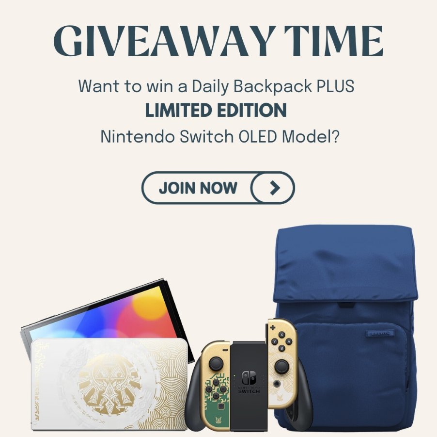 ⚠️ 🇺🇸 ⚠️

@Brevitedesign is giving away a Nintendo Switch OLED - Zelda Tears of the Kingdom Edition &  Brevite Daily Backpack.

Odds: ?
Giveaway ends 11/19

#Giveaways #Giveaway #Sweepstakes #Raffle #Contest #Win #Free #NintendoSwitch #TearsOfTheKingdom

swee.ps/CJPKsm_FLROGo