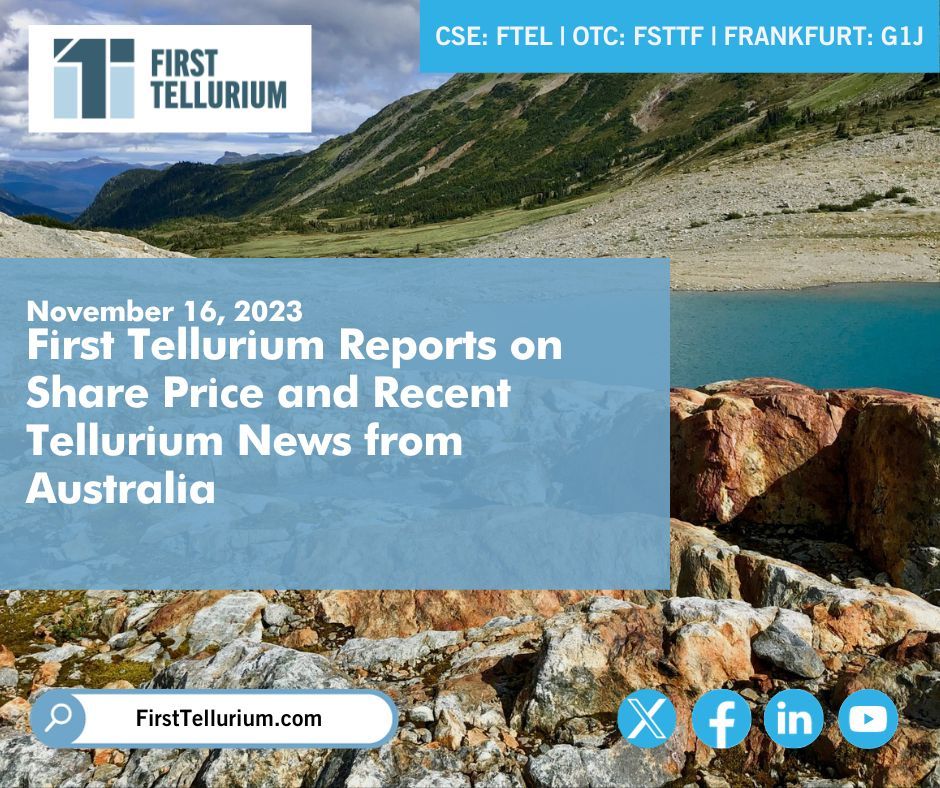 TelluriumCorp's tweet photo. NEWS | First Tellurium Reports on Share Price and Recent Tellurium News from Australia: https://t.co/yIMPLQnQUR 

$FTEL $FSTTF #News #Update #CriticalMetals #Tellurium #Update #PreciousMetals #Copper #BritishColumbia #Invest #JuniorMining #Exploration #Drilling https://t.co/i5wTSZhF5r