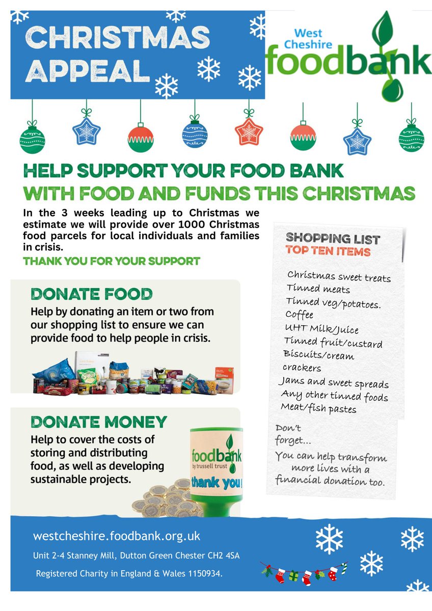 Worryingly, our warehouse is emptying rapidly at a time when we should be building up stocks for Christmas and the Winter months. In the last 6 months we have seen over 1100 first time referrals to us for assistance - can you help? Thank you.