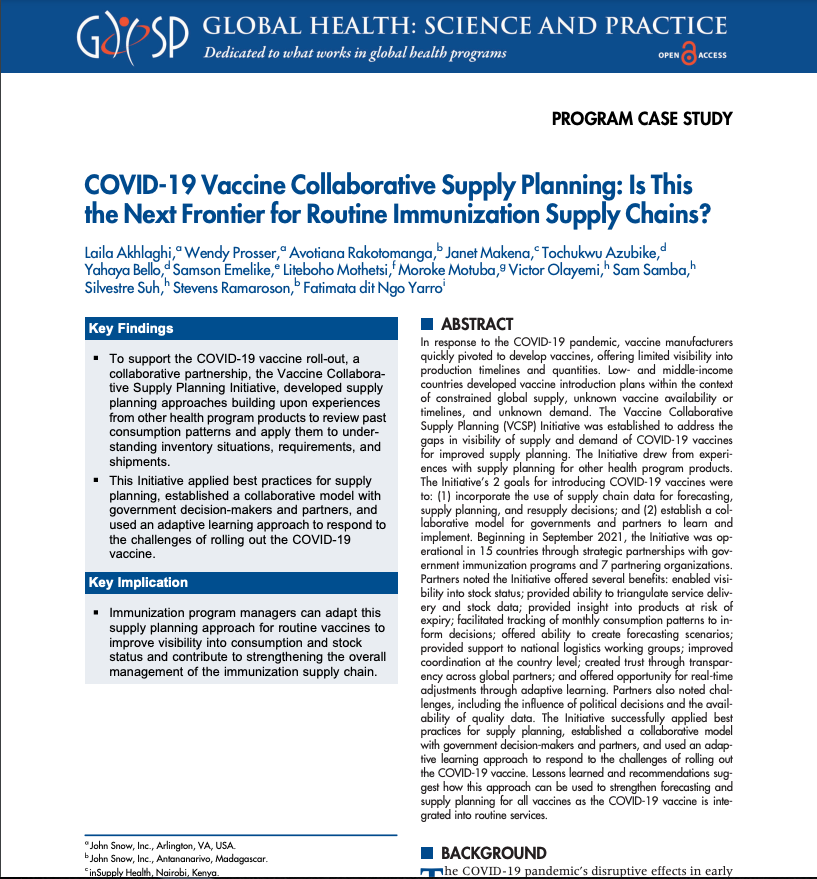 Collaborative supply planning approaches established for the COVID-19 vaccine roll-out can be adapted to routine immunization for improved vaccine management. Read the article: hubs.ly/Q0294XM90