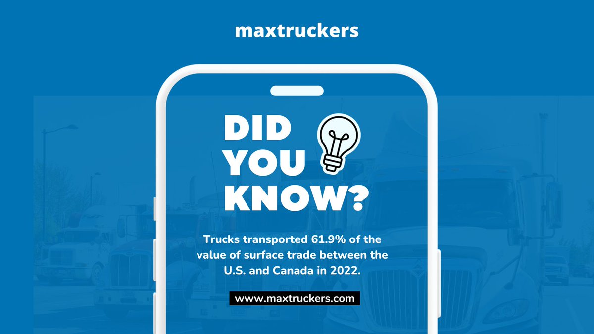 Trucks transported 61.9% of the value of surface trade between the U.S. and Canada in 2022. 

#truckdispatch #truckingdispatch #dispatchtruck #truckdispatchers #truckdispatcher 

mxtr.io/Dispatch-Servi…  #TruckDispatch