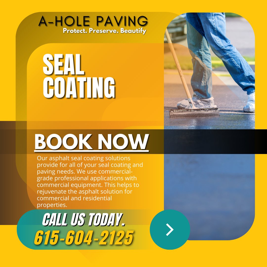 Give your asphalt a new lease on life! Our seal coating services are tailored for commercial and residential properties.  ➡️ pavebids.com 

#paving #asphalt #pavementservices #Tennessee  #AHolePaving #NashvillePaving  #coatingservices
