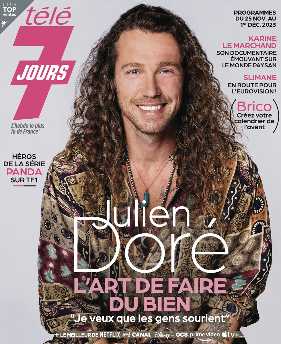 Tele7jours's tweet photo. Cette semaine, @jdoreofficiel est en couverture de votre nouveau magazine Télé 7 jours, en kiosque dès lundi !

#Couverture #Magazine #T7J #Télé7jours https://t.co/6q1HIMgqcT